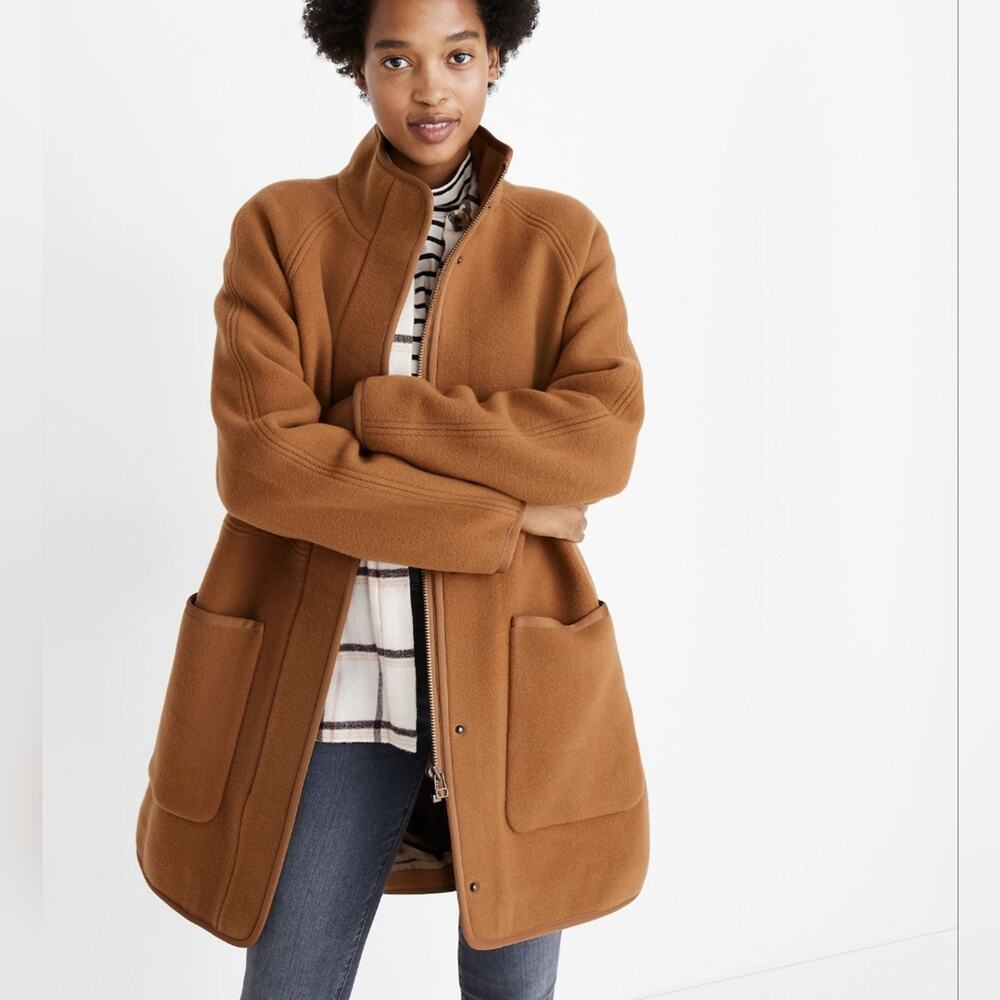 Madewell Estate Cocoon Coat In Melange Camel XS